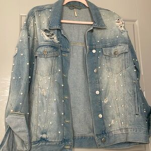 Pearl detail denim jacket